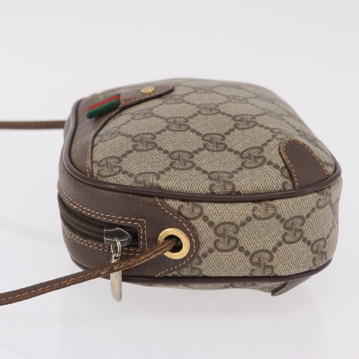 GUCCI GG Supreme Web Sherry Line Bag PVC Beige Gold 89 02 066 Auth ka6349