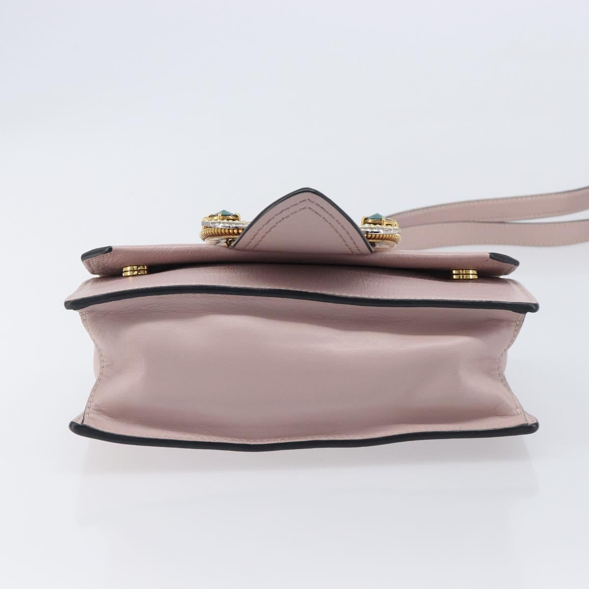 Miu Miu Madras Bijoux Shoulder Bag Leather Pink Gold Auth ka6350V