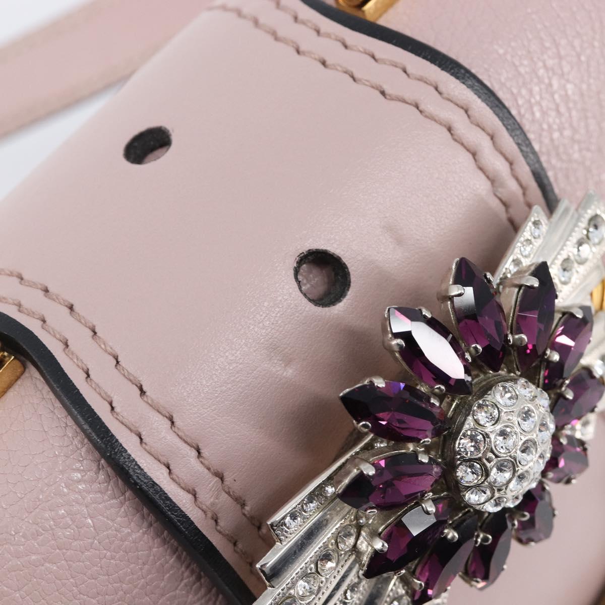 Miu Miu Madras Bijoux Shoulder Bag Leather Pink Gold Auth ka6350V
