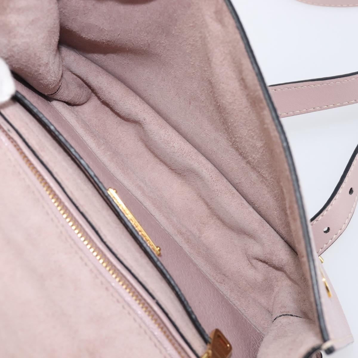 Miu Miu Madras Bijoux Shoulder Bag Leather Pink Gold Auth ka6350V