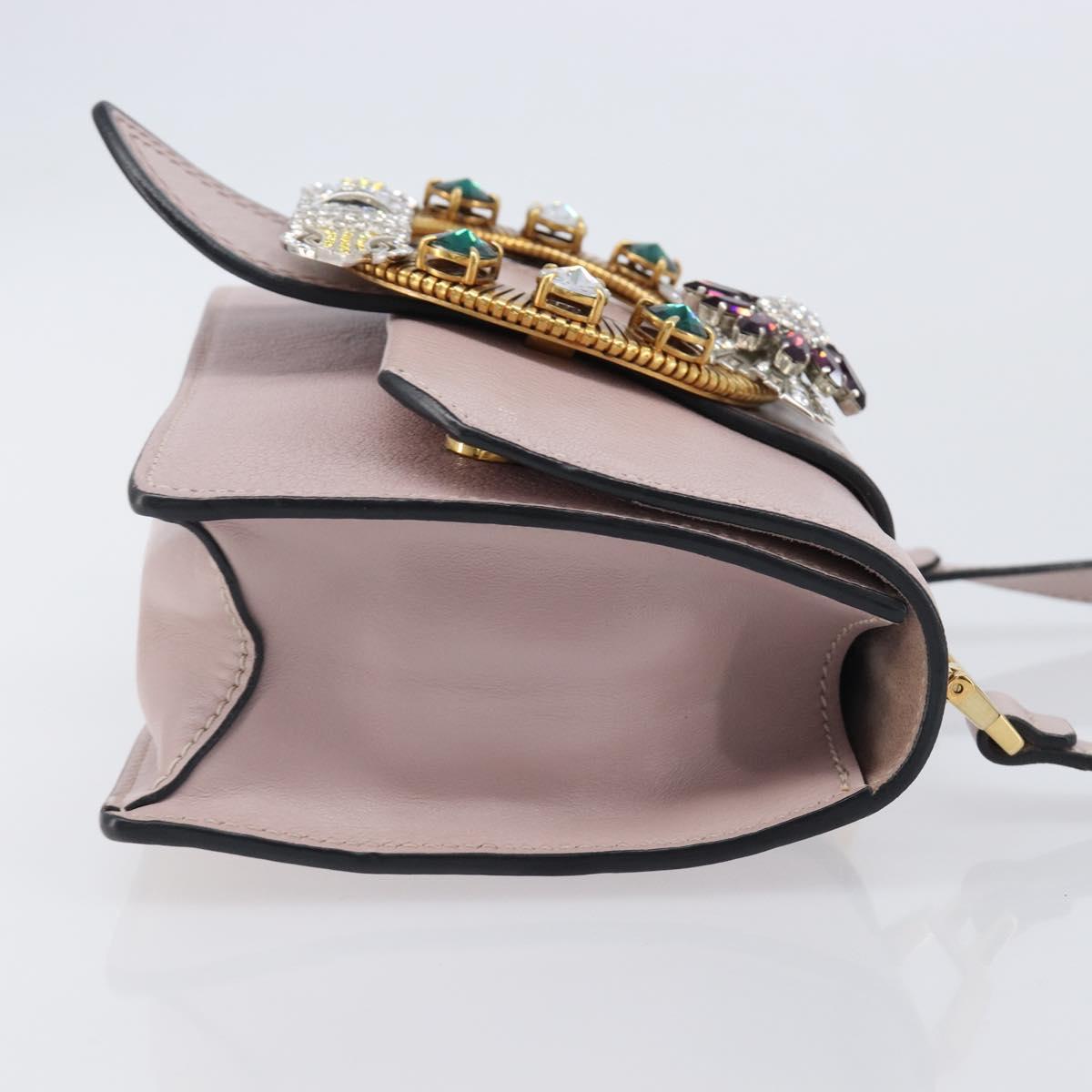Miu Miu Madras Bijoux Shoulder Bag Leather Pink Gold Auth ka6350V