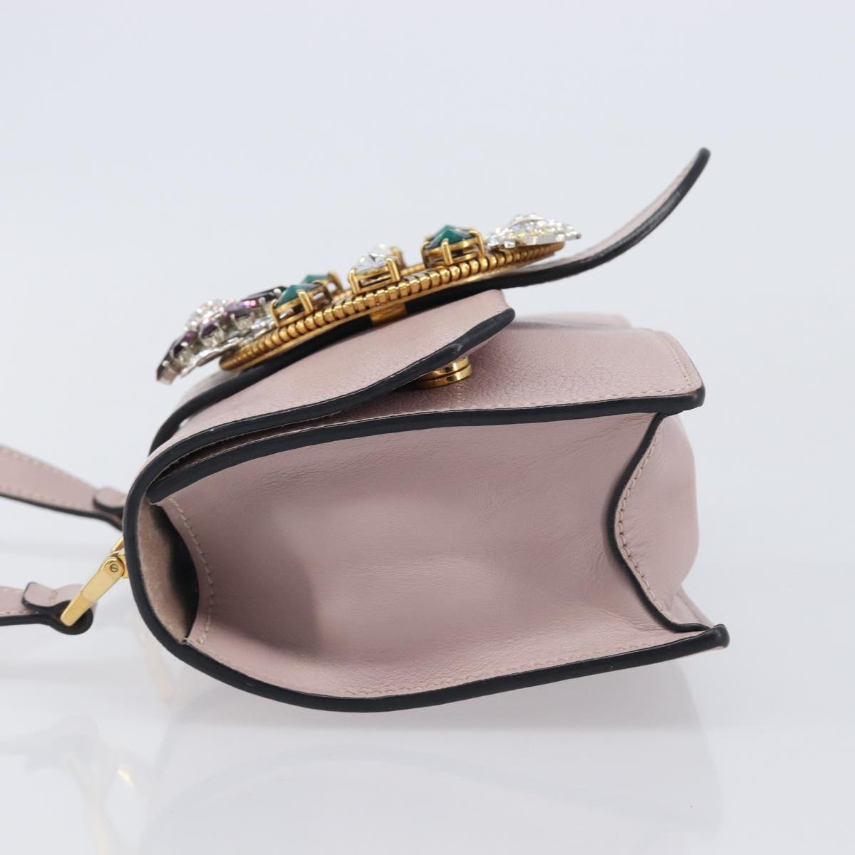 Miu Miu Madras Bijoux Shoulder Bag Leather Pink Gold Auth ka6350V