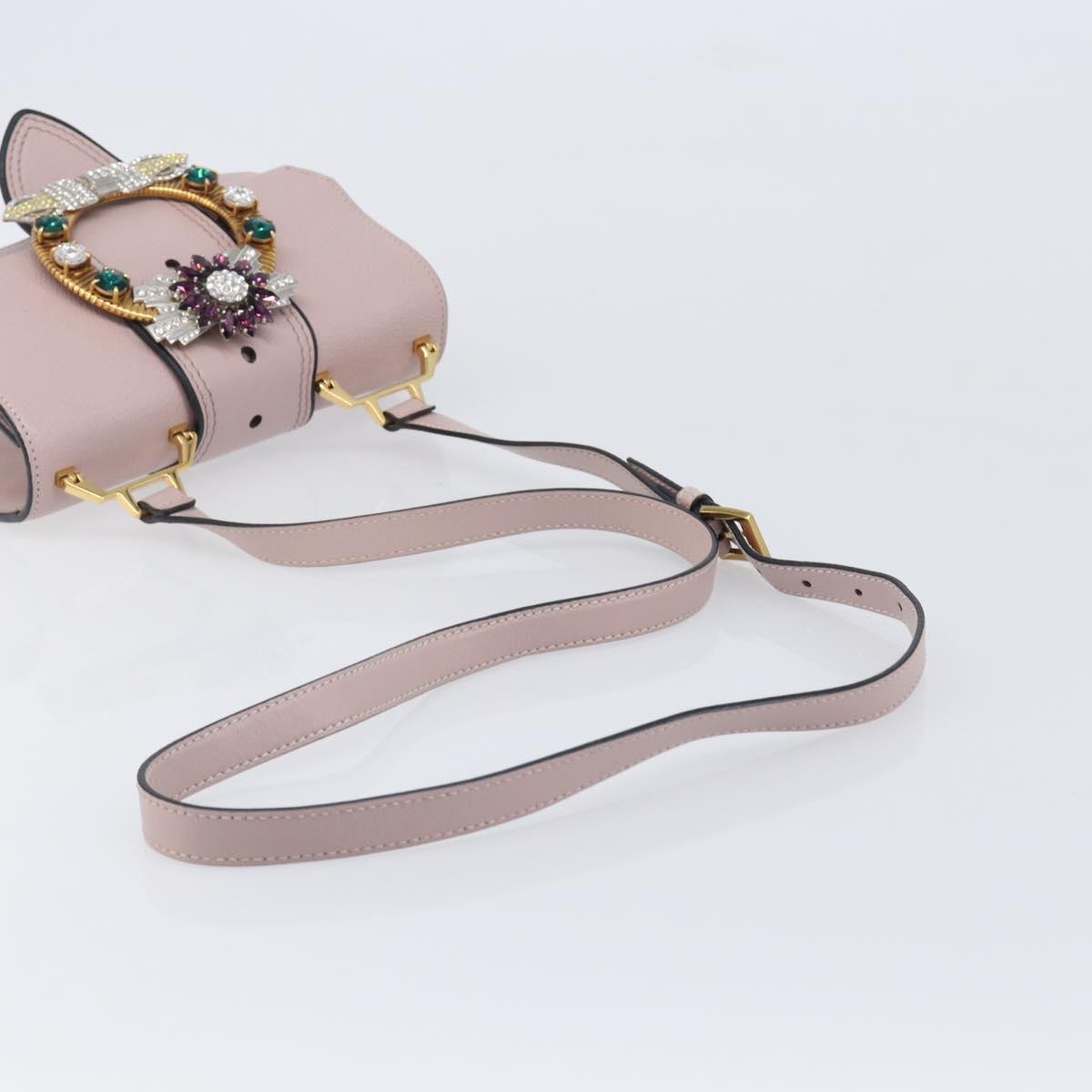 Miu Miu Madras Bijoux Shoulder Bag Leather Pink Gold Auth ka6350V