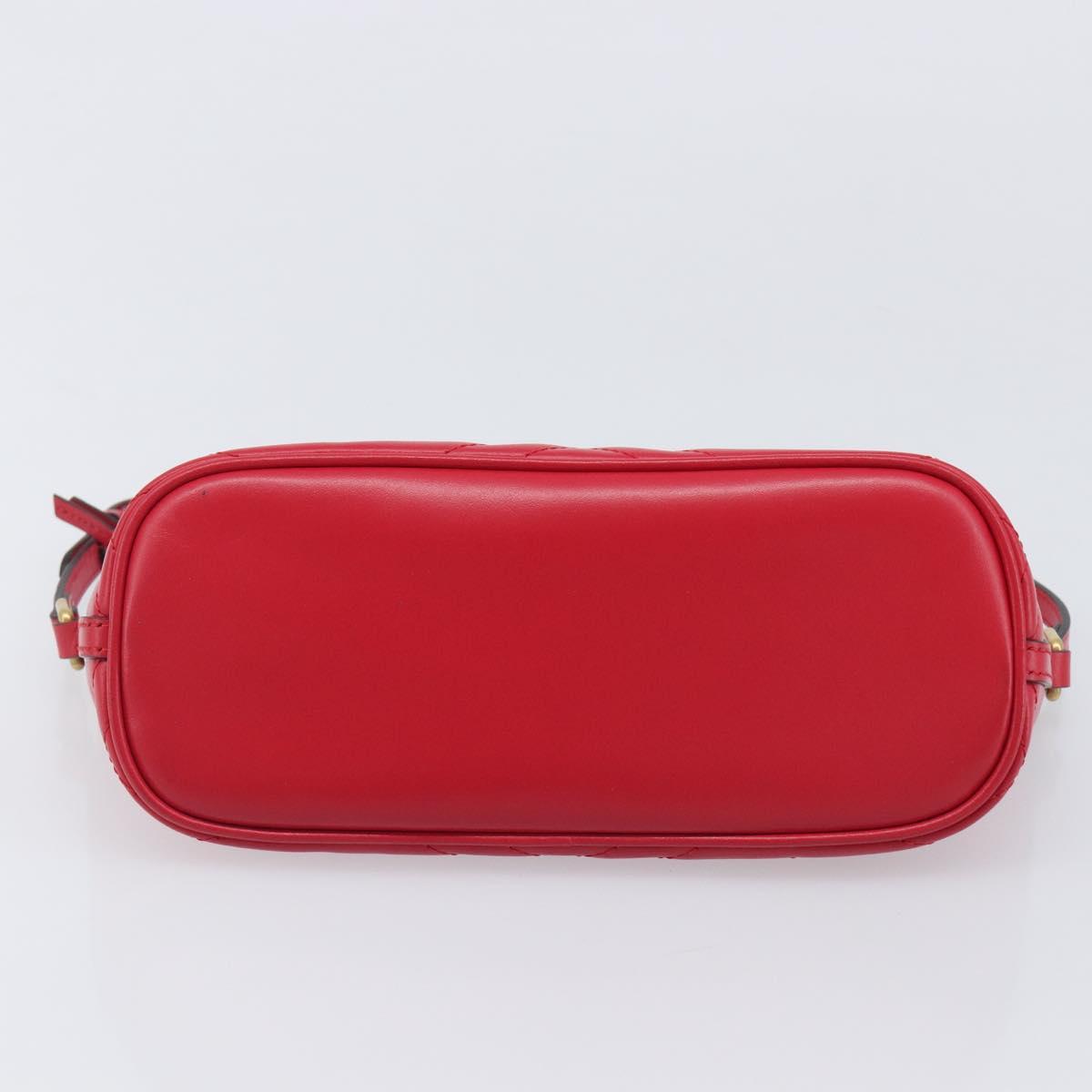 GUCCI GG Marmont Hand Bag Leather Red Gold 739166 Auth ka6352V