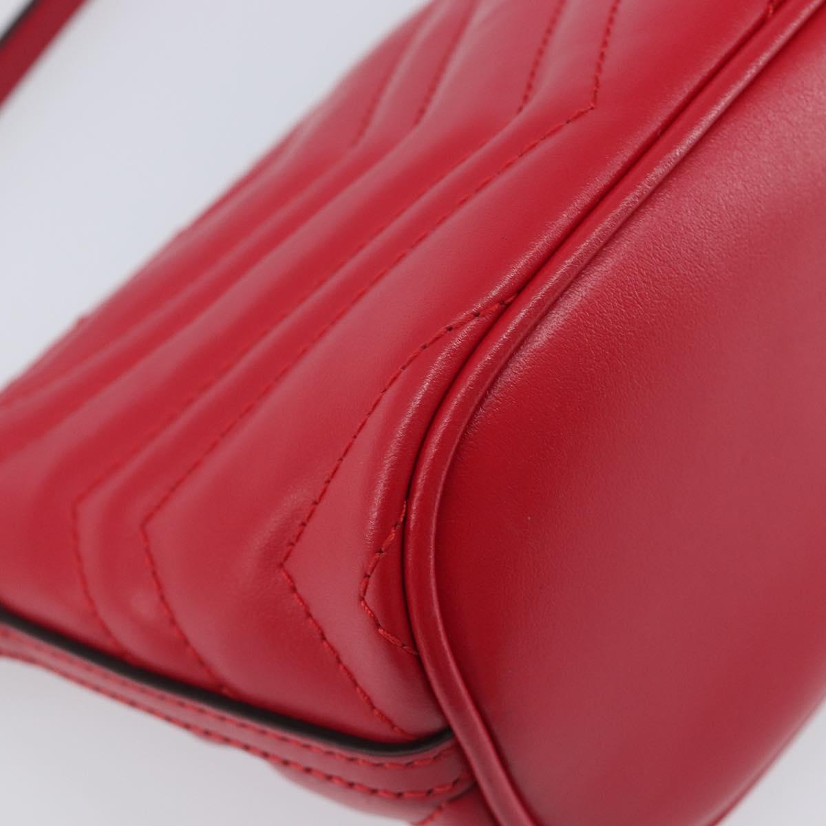 GUCCI GG Marmont Hand Bag Leather Red Gold 739166 Auth ka6352V