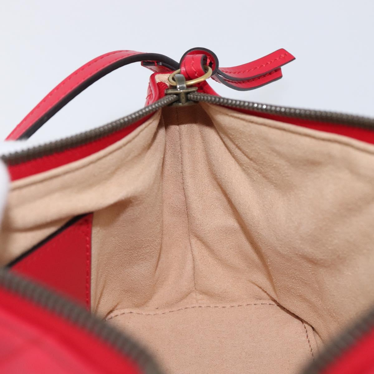GUCCI GG Marmont Hand Bag Leather Red Gold 739166 Auth ka6352V