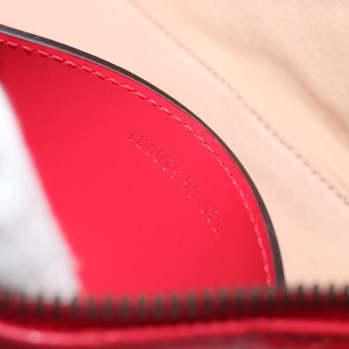 GUCCI GG Marmont Hand Bag Leather Red Gold 739166 Auth ka6352V