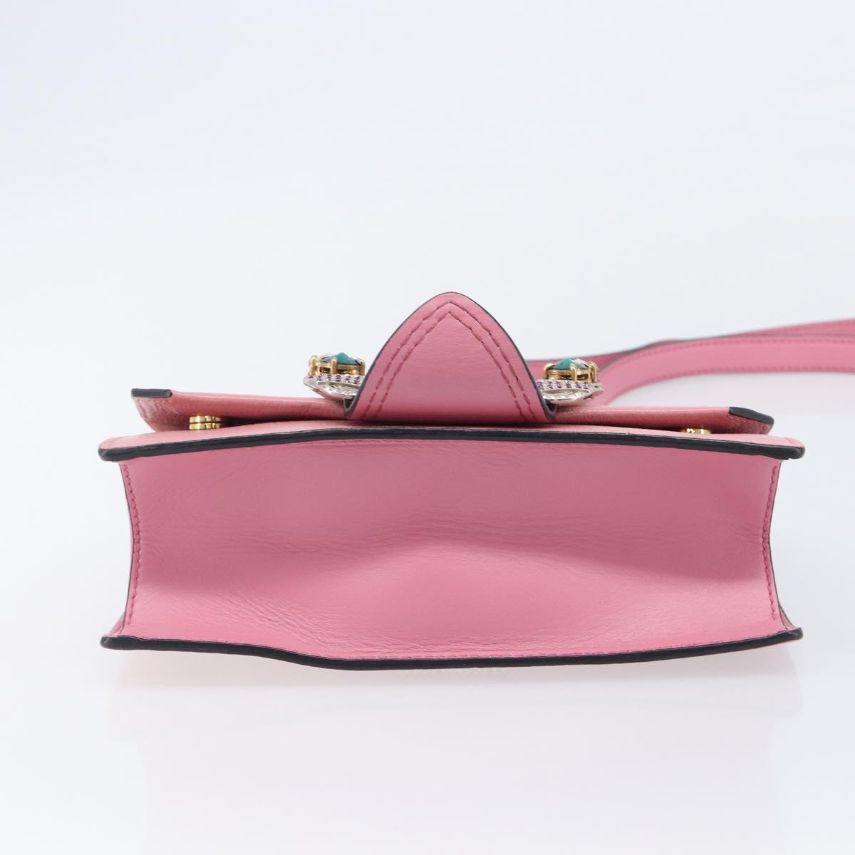 Miu Miu Madras Bijoux Shoulder Bag Leather Pink Gold Auth ka6353V