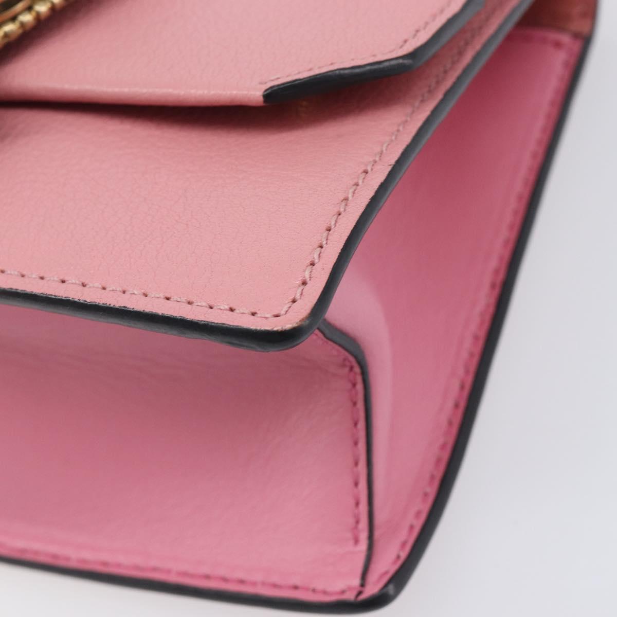 Miu Miu Madras Bijoux Shoulder Bag Leather Pink Gold Auth ka6353V