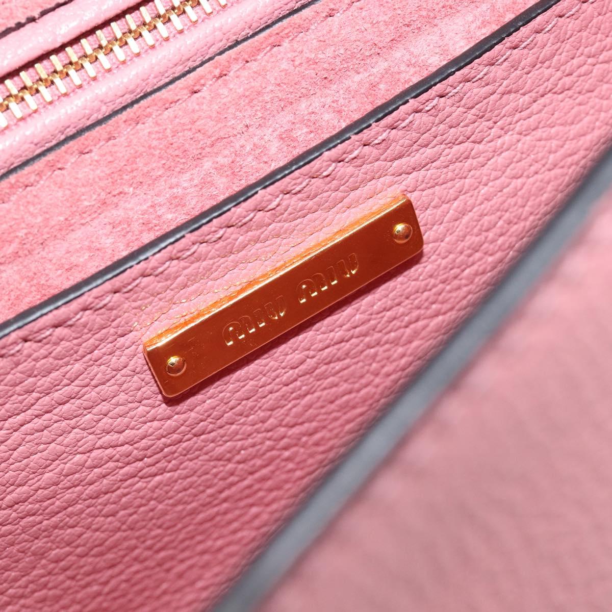 Miu Miu Madras Bijoux Shoulder Bag Leather Pink Gold Auth ka6353V