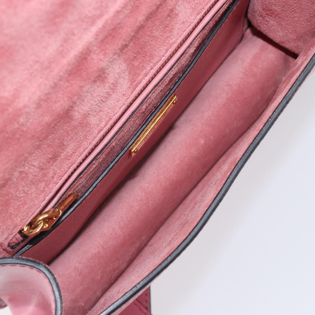 Miu Miu Madras Bijoux Shoulder Bag Leather Pink Gold Auth ka6353V