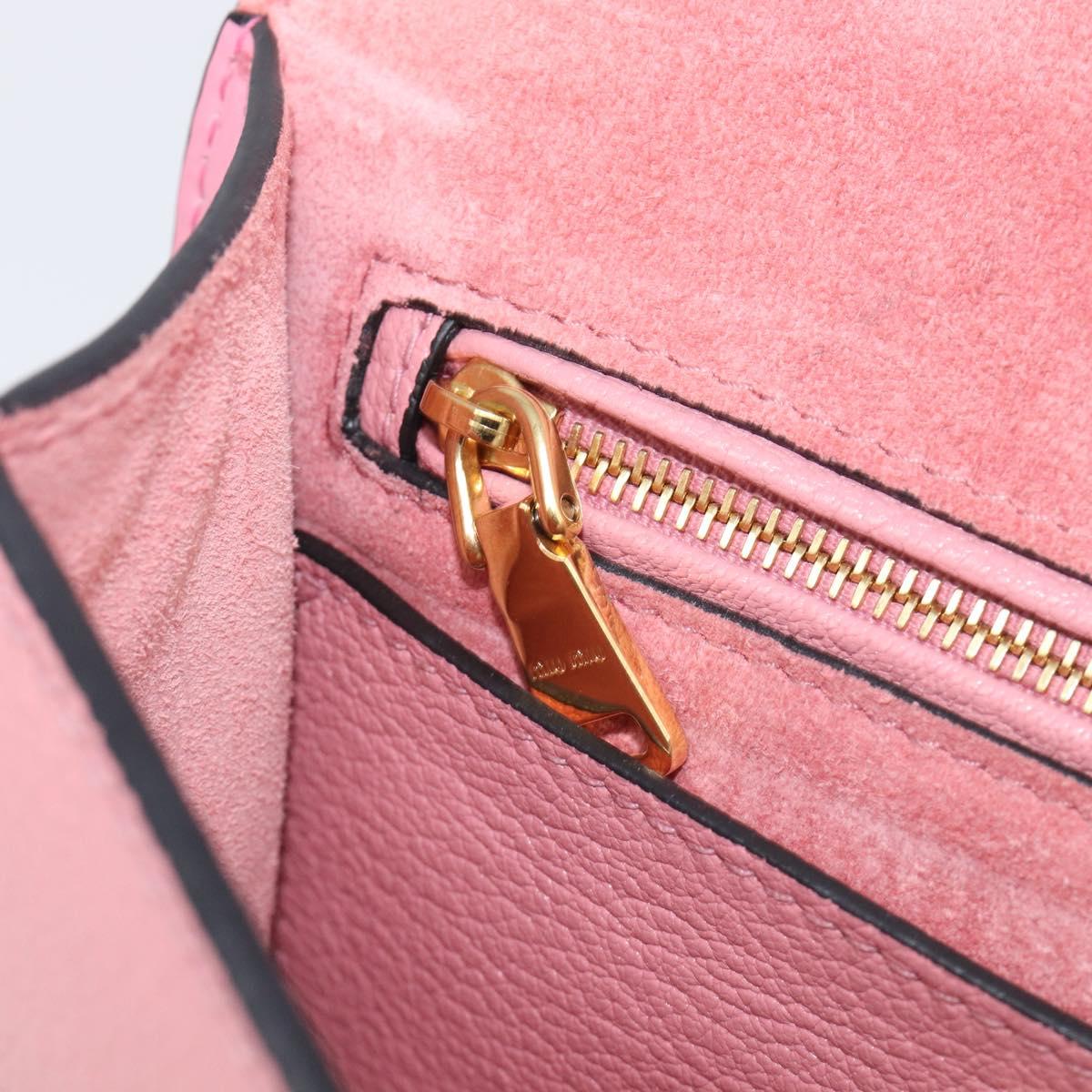 Miu Miu Madras Bijoux Shoulder Bag Leather Pink Gold Auth ka6353V