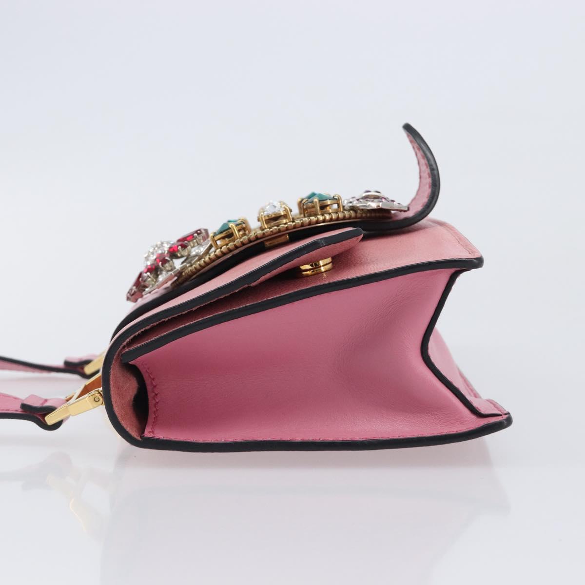 Miu Miu Madras Bijoux Shoulder Bag Leather Pink Gold Auth ka6353V