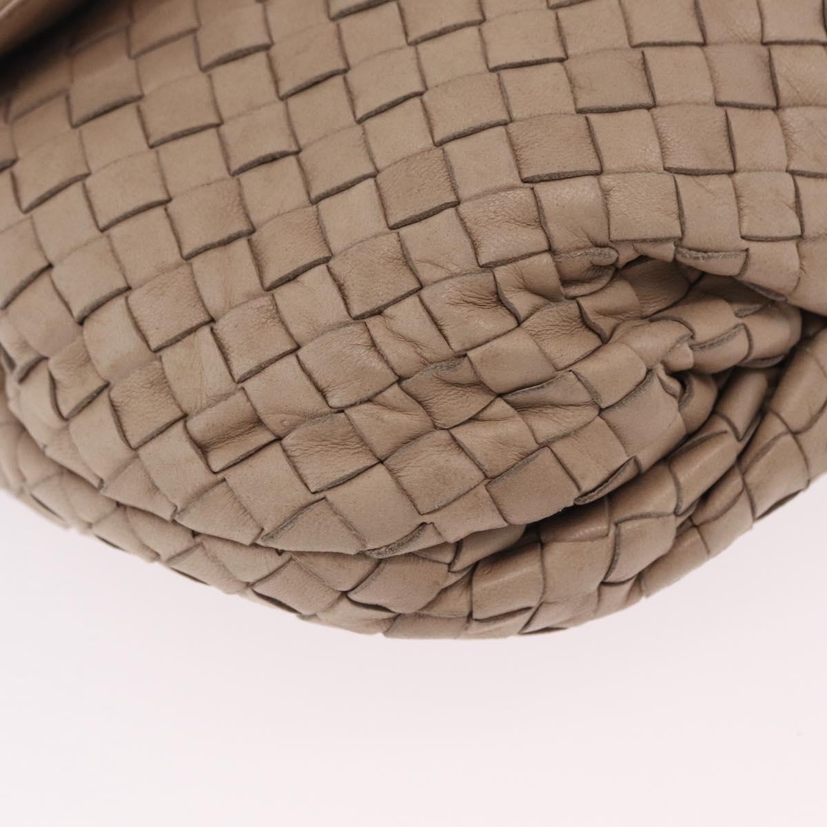 BOTTEGA VENETA INTRECCIATO Shoulder Bag Leather Beige Gold Auth ka6354