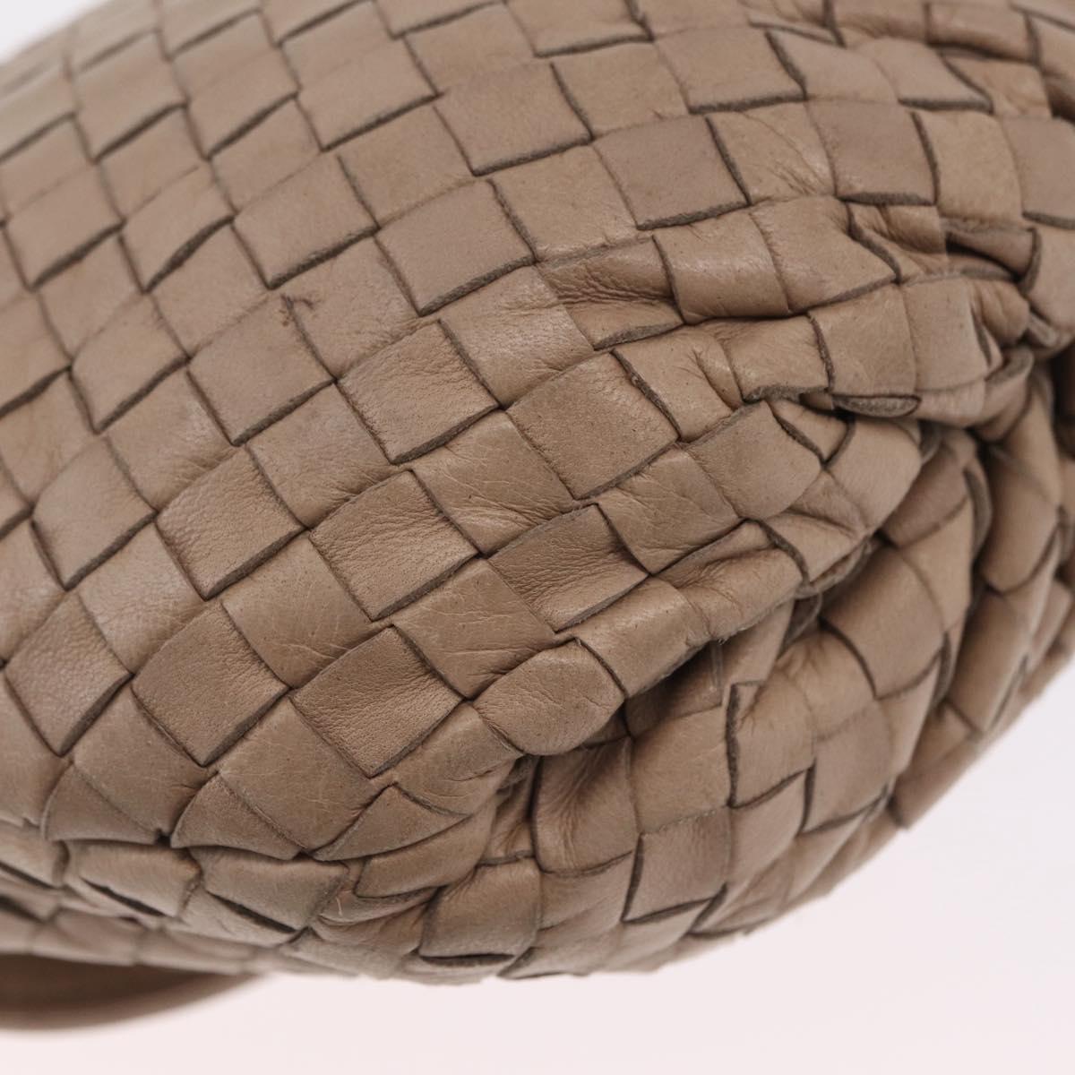 BOTTEGA VENETA INTRECCIATO Shoulder Bag Leather Beige Gold Auth ka6354