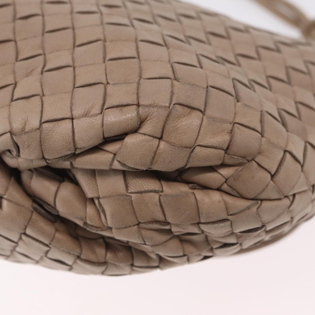 BOTTEGA VENETA INTRECCIATO Shoulder Bag Leather Beige Gold Auth ka6354
