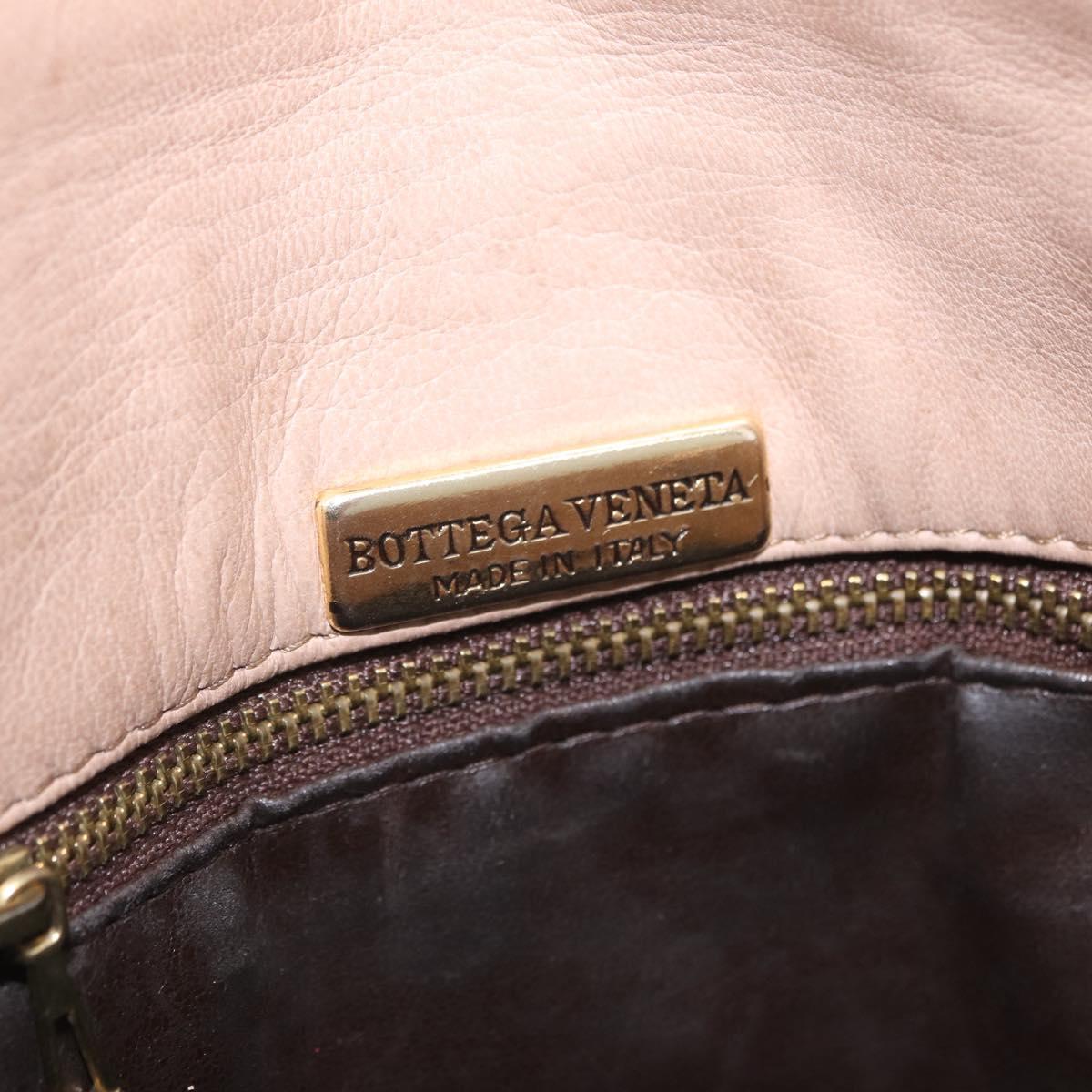 BOTTEGA VENETA INTRECCIATO Shoulder Bag Leather Beige Gold Auth ka6354