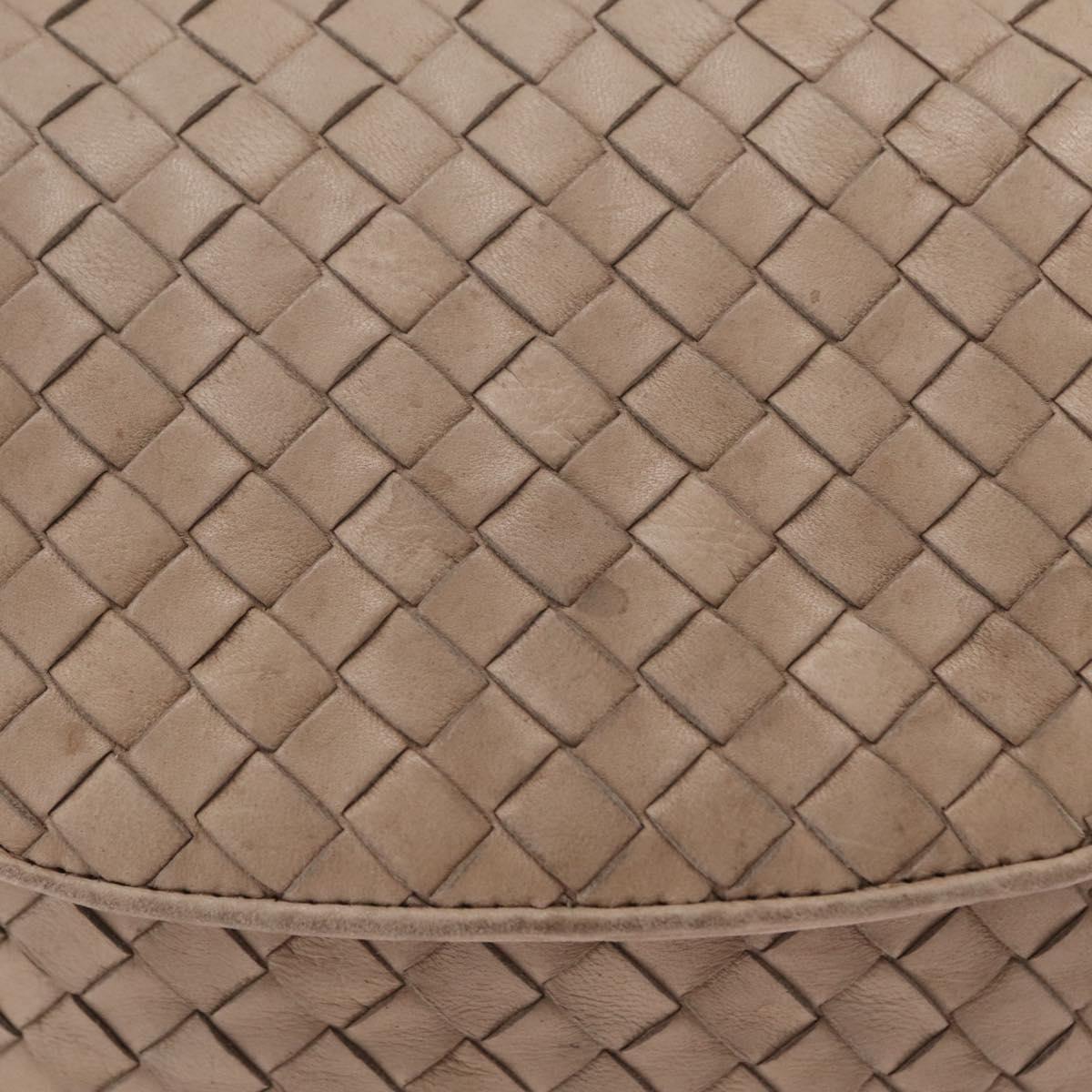 BOTTEGA VENETA INTRECCIATO Shoulder Bag Leather Beige Gold Auth ka6354