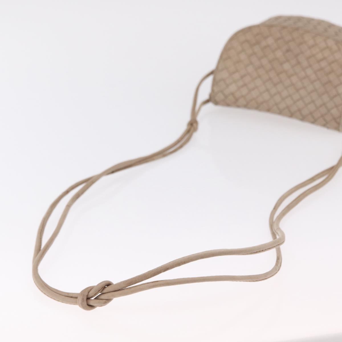 BOTTEGA VENETA INTRECCIATO Shoulder Bag Leather Beige Gold Auth ka6354