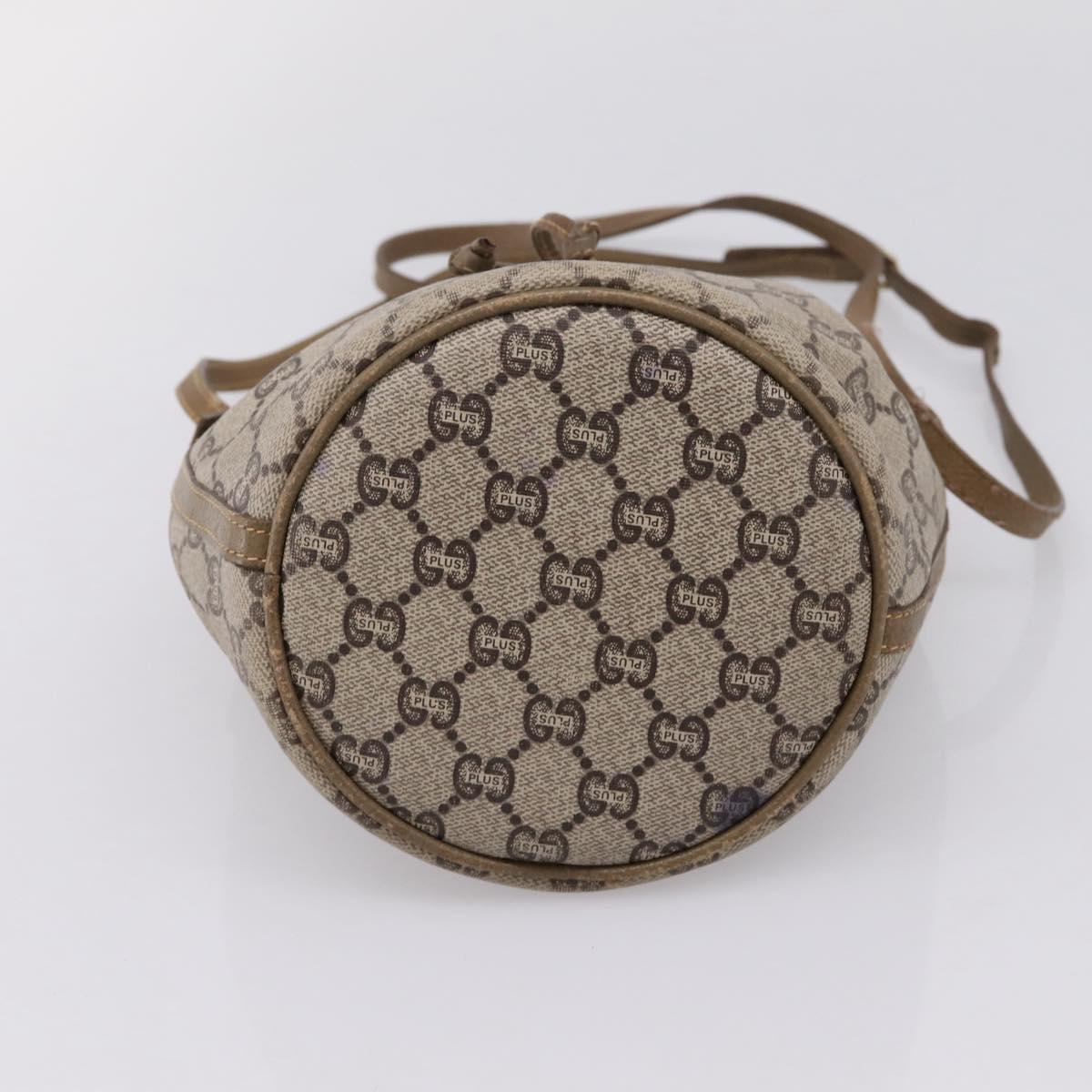 GUCCI GG Plus Supreme Shoulder Bag PVC Beige Gold Auth ka6356