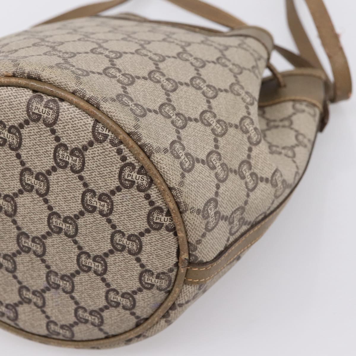 GUCCI GG Plus Supreme Shoulder Bag PVC Beige Gold Auth ka6356