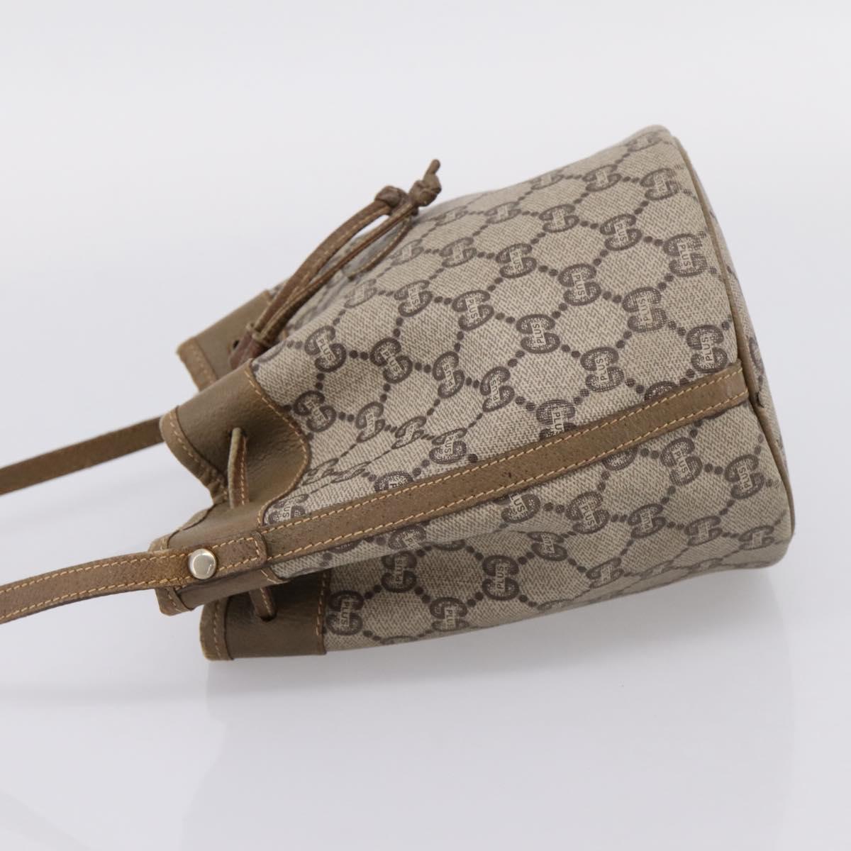 GUCCI GG Plus Supreme Shoulder Bag PVC Beige Gold Auth ka6356