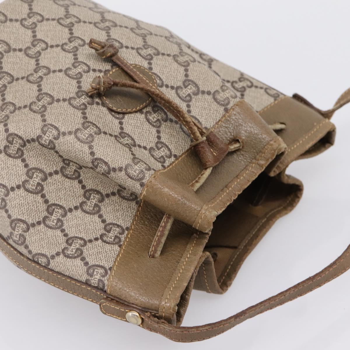 GUCCI GG Plus Supreme Shoulder Bag PVC Beige Gold Auth ka6356