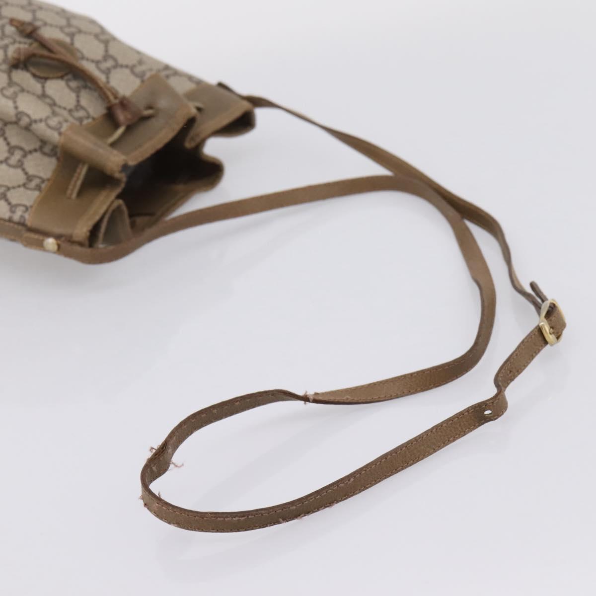 GUCCI GG Plus Supreme Shoulder Bag PVC Beige Gold Auth ka6356