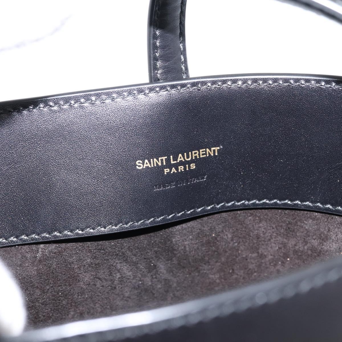 SAINT LAURENT Hand Bag Leather 2way Black Gold Auth ka6358M