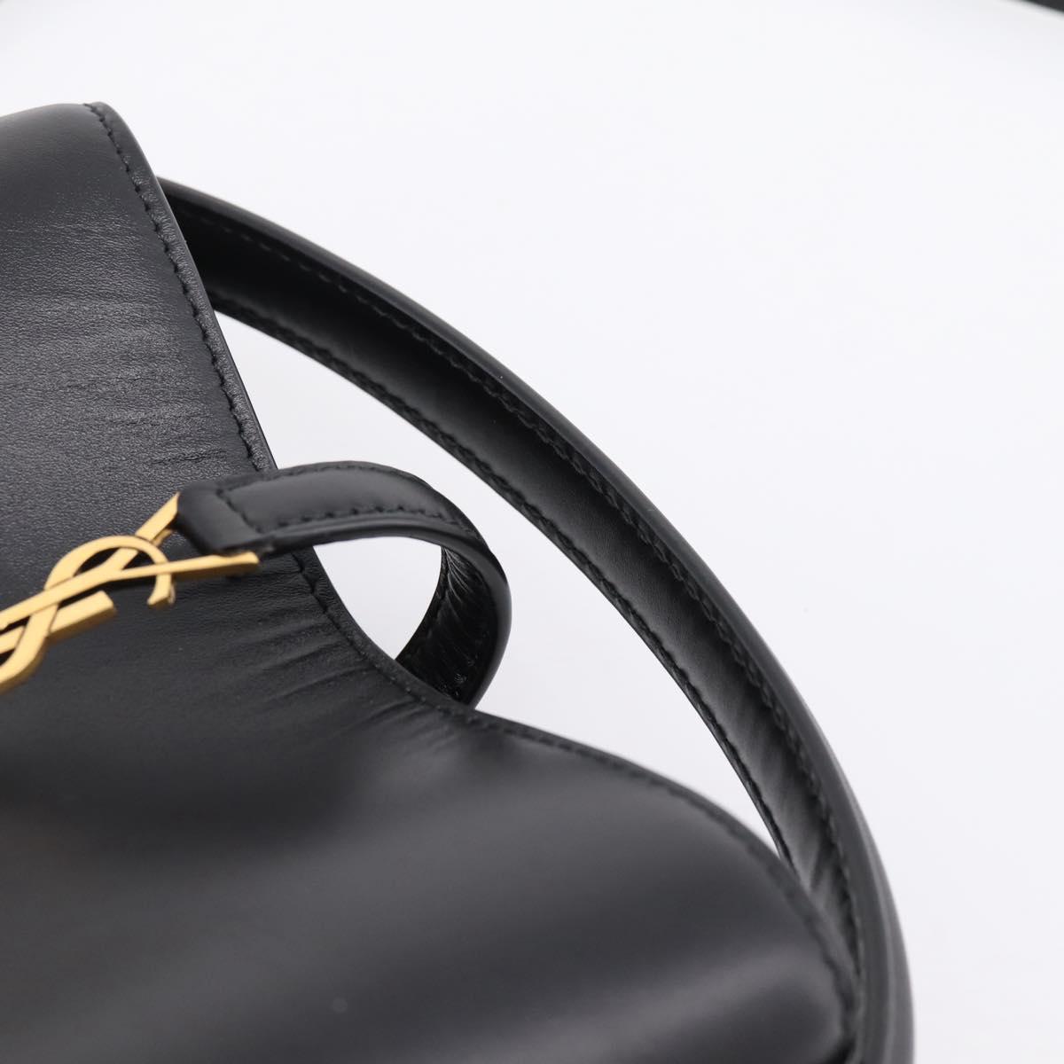 SAINT LAURENT Hand Bag Leather 2way Black Gold Auth ka6358M