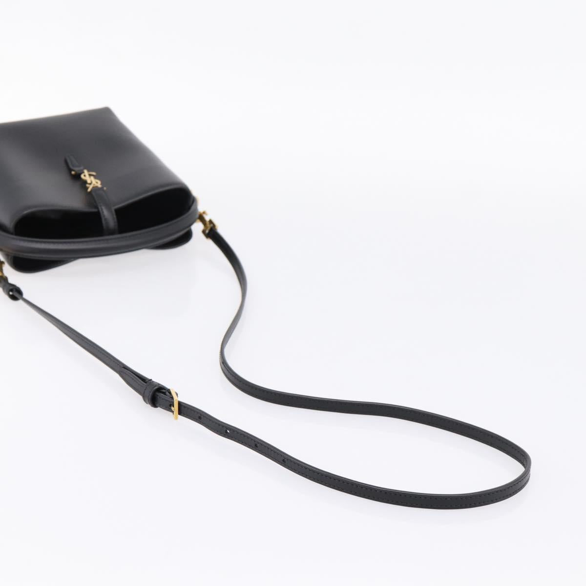 SAINT LAURENT Hand Bag Leather 2way Black Gold Auth ka6358M