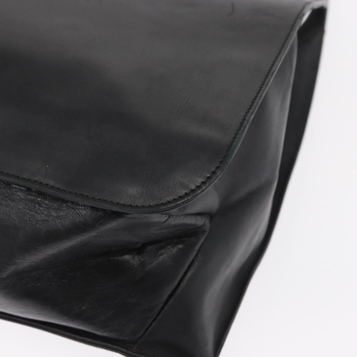 GUCCI Shoulder Bag Leather Black Silver 001 3167 Auth ka636