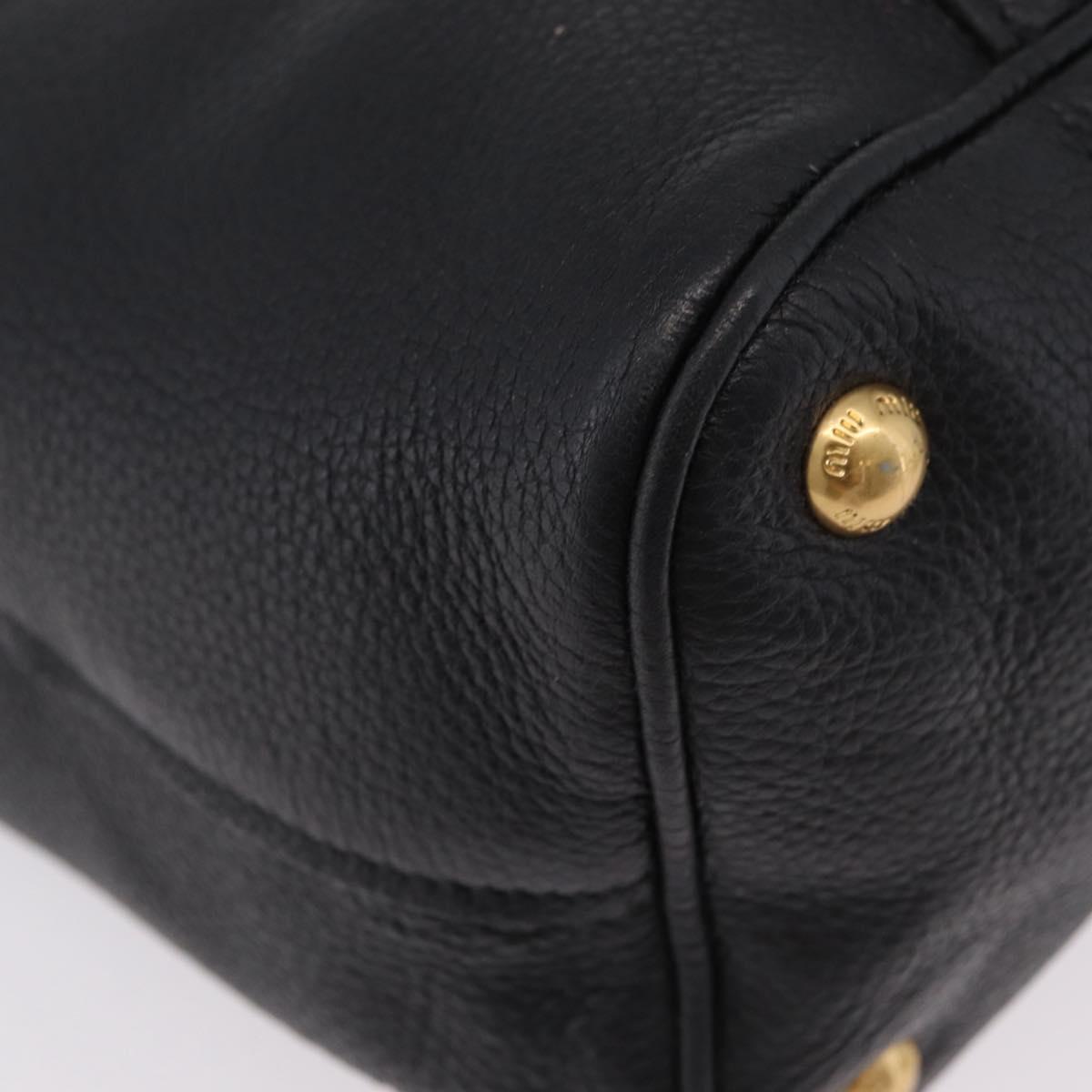 Miu Miu Shoulder Bag Leather Black Gold Auth ka6362