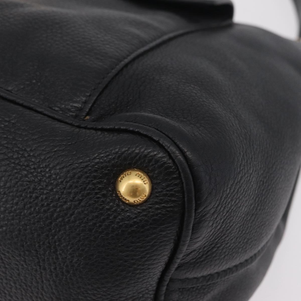 Miu Miu Shoulder Bag Leather Black Gold Auth ka6362