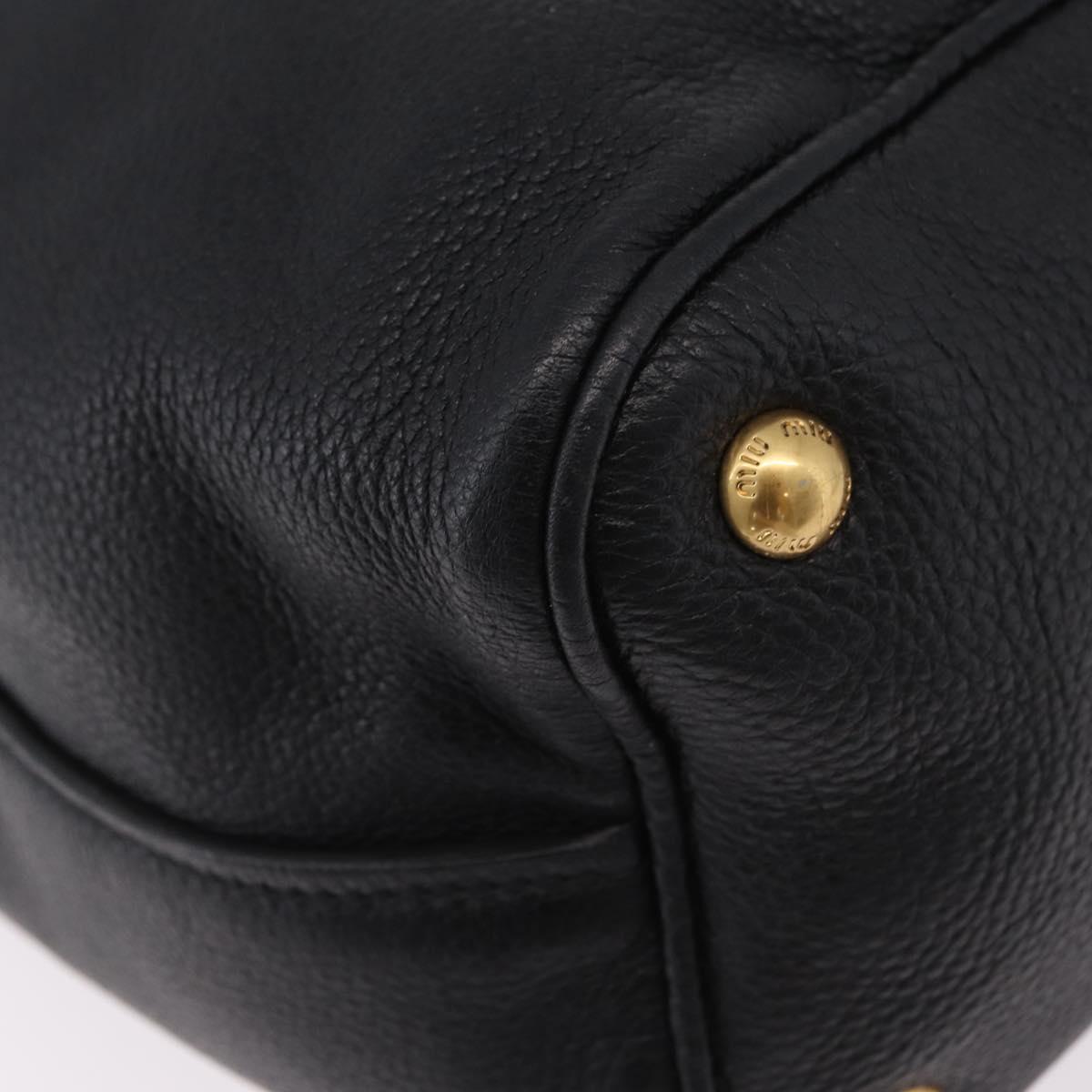 Miu Miu Shoulder Bag Leather Black Gold Auth ka6362
