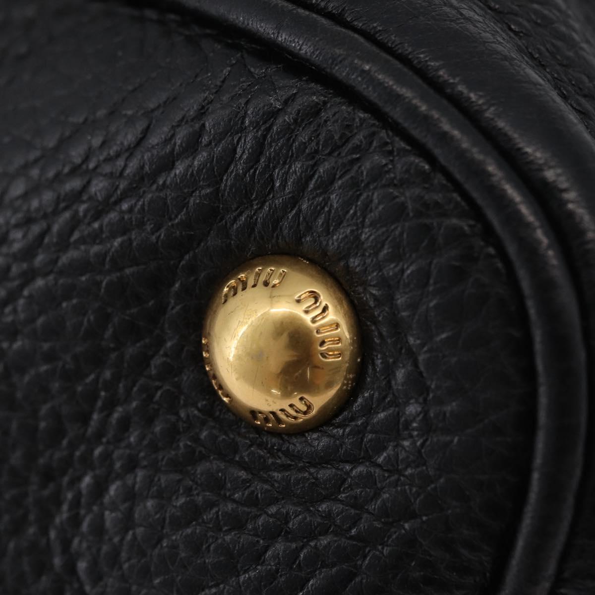 Miu Miu Shoulder Bag Leather Black Gold Auth ka6362