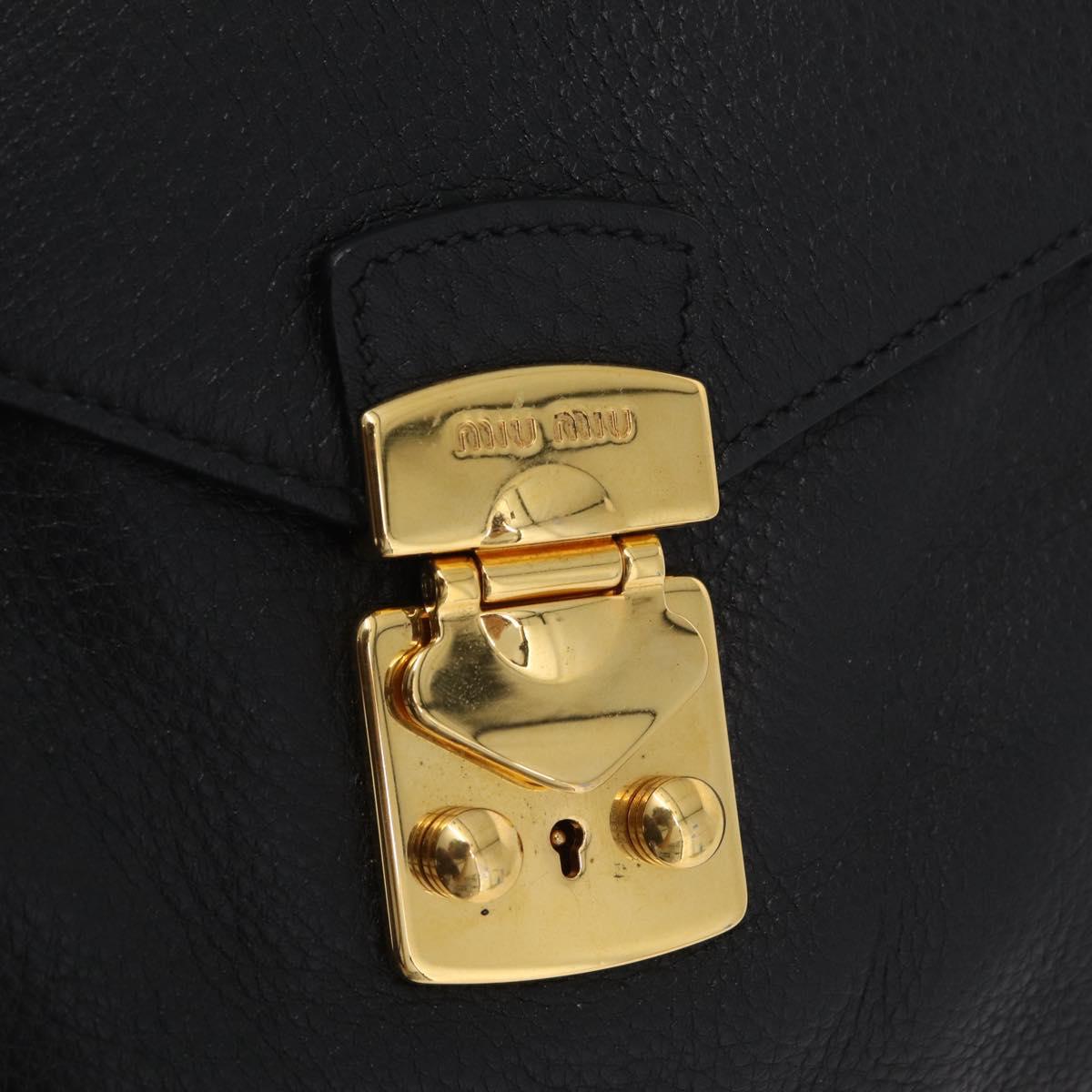 Miu Miu Shoulder Bag Leather Black Gold Auth ka6362
