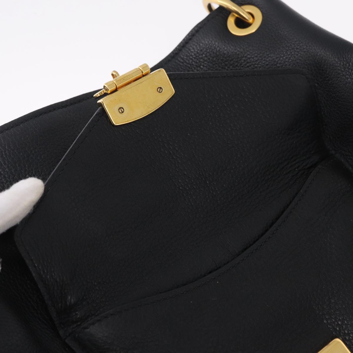 Miu Miu Shoulder Bag Leather Black Gold Auth ka6362