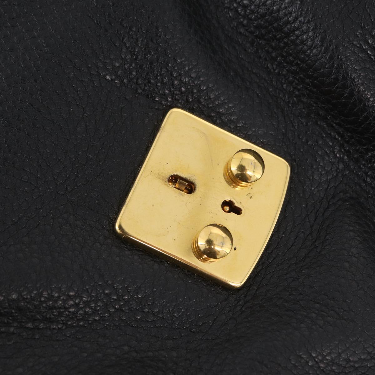 Miu Miu Shoulder Bag Leather Black Gold Auth ka6362