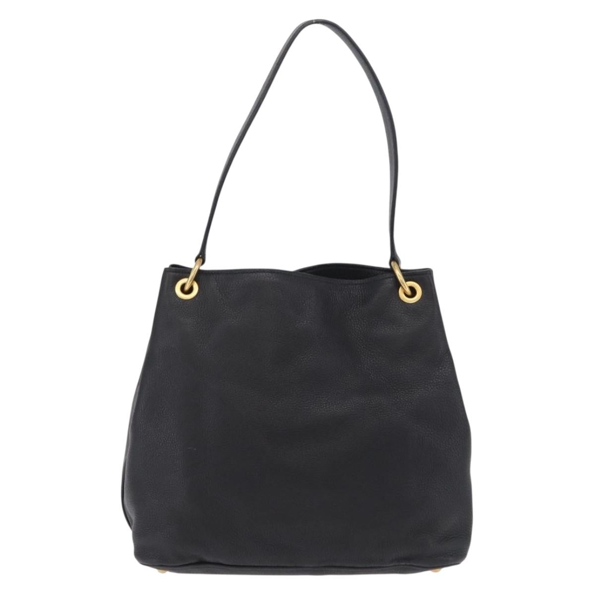Miu Miu Shoulder Bag Leather Black Gold Auth ka6362
