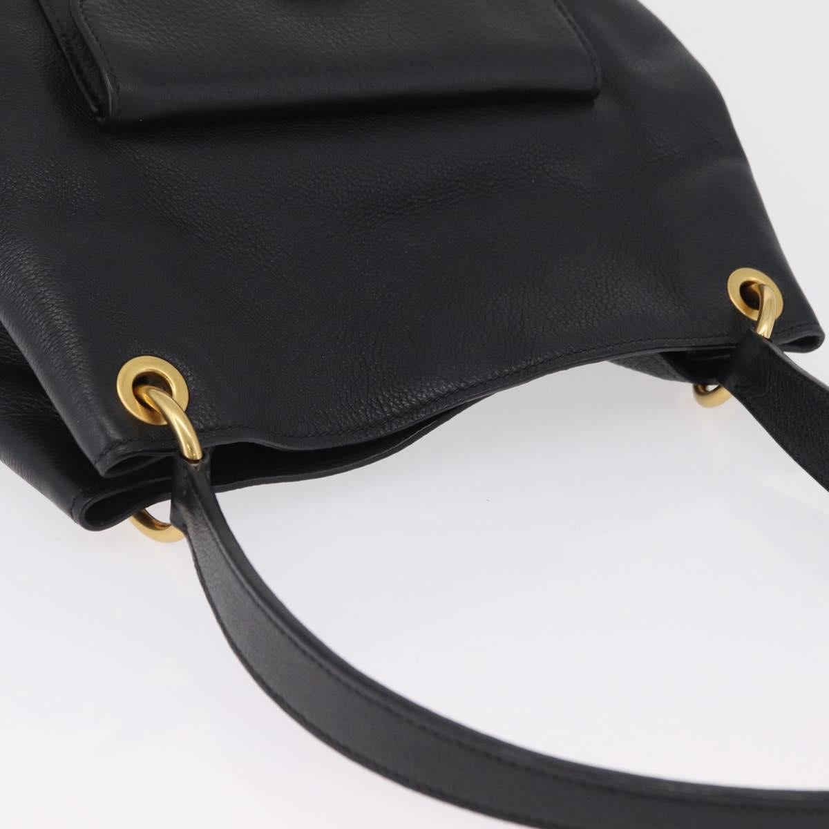 Miu Miu Shoulder Bag Leather Black Gold Auth ka6362