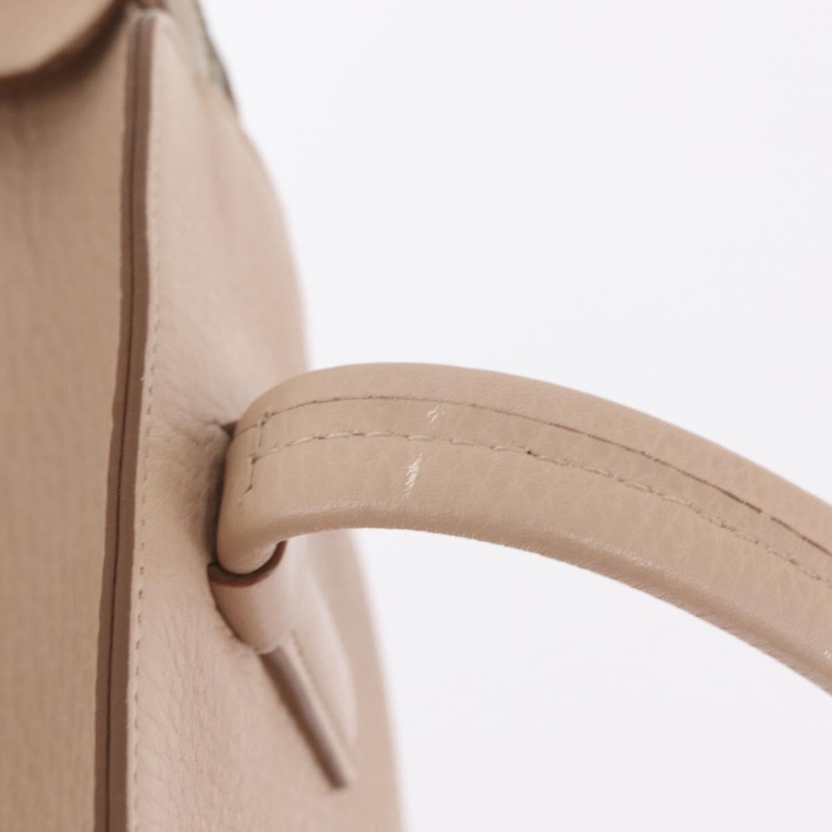 Salvatore Ferragamo Gancini Tote Bag Leather Beige Silver Auth ka6363