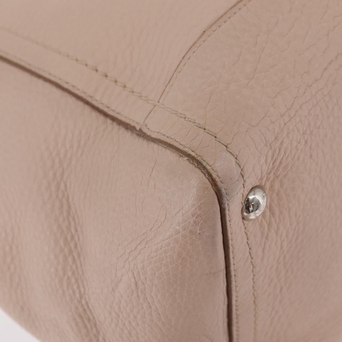 Salvatore Ferragamo Gancini Tote Bag Leather Beige Silver Auth ka6363