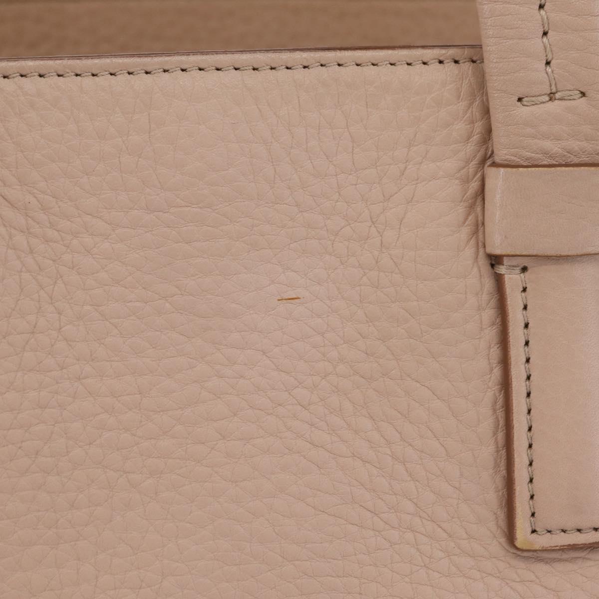 Salvatore Ferragamo Gancini Tote Bag Leather Beige Silver Auth ka6363