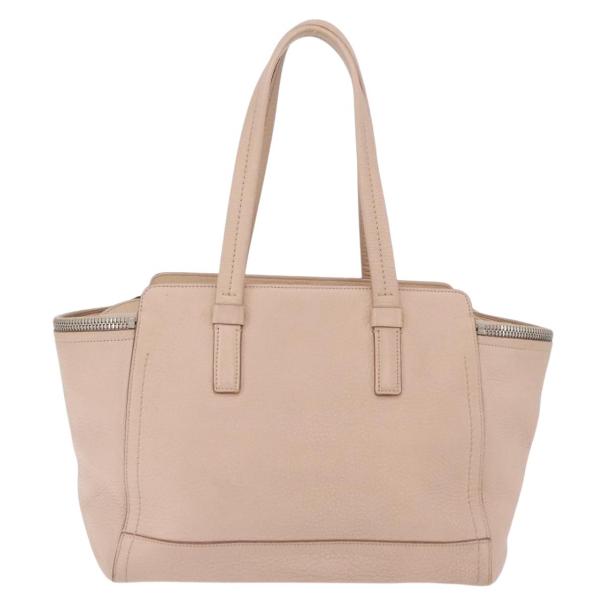 Salvatore Ferragamo Gancini Tote Bag Leather Beige Silver Auth ka6363