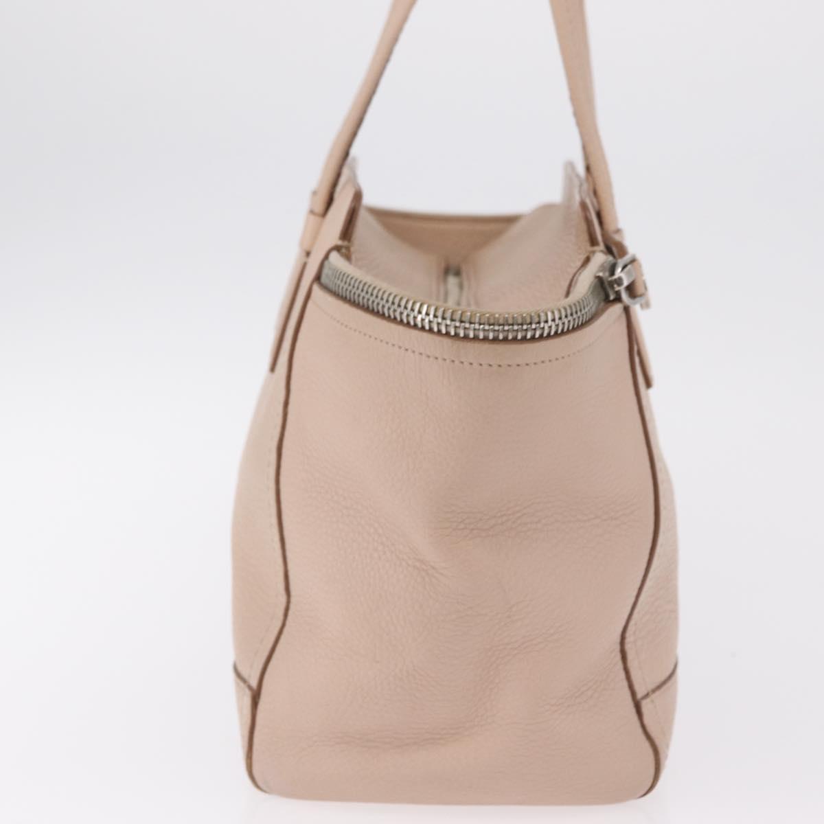 Salvatore Ferragamo Gancini Tote Bag Leather Beige Silver Auth ka6363