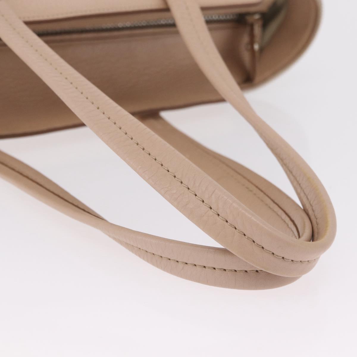 Salvatore Ferragamo Gancini Tote Bag Leather Beige Silver Auth ka6363
