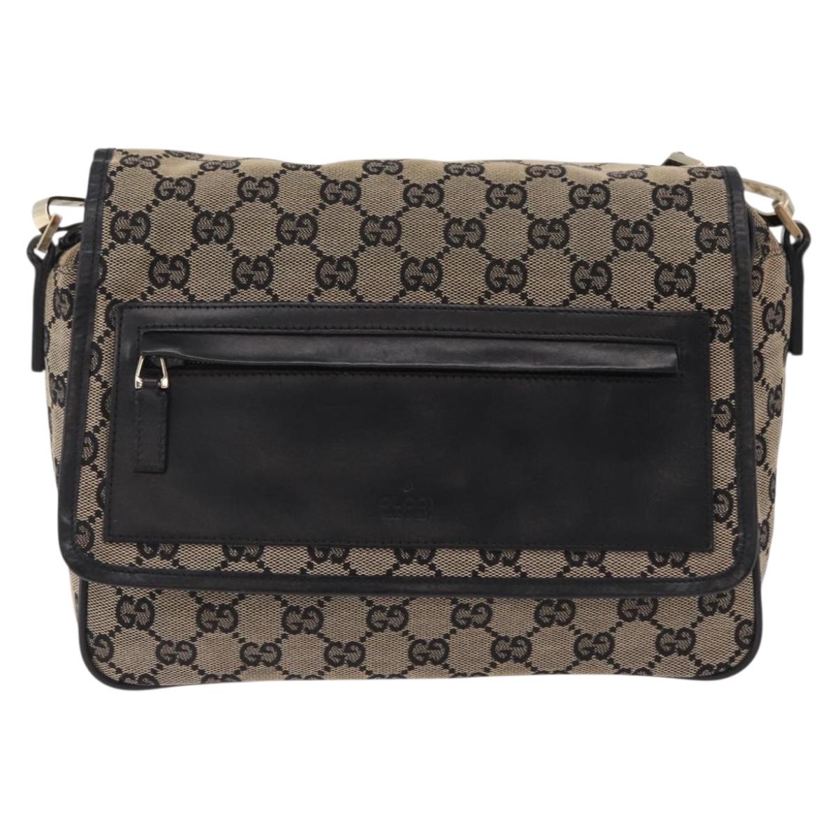 GUCCI GG Canvas Shoulder Bag Beige Gold 019 0375 Auth ka6364