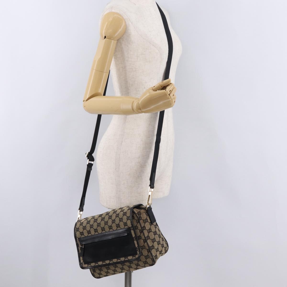 GUCCI GG Canvas Shoulder Bag Beige Gold 019 0375 Auth ka6364