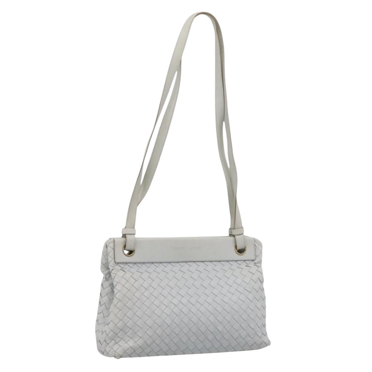 BOTTEGA VENETA INTRECCIATO Shoulder Bag Leather Light Blue Gold Auth ka6365